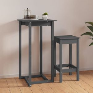 VidaXL Table de bar Gris 60x60x110 cm Bois massif de pin