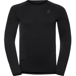 Odlo Performance Warm Eco Haut Manches Longues Col Ras-Du-Cou Homme, black/new graphite grey XXL Hauts thermiques ski