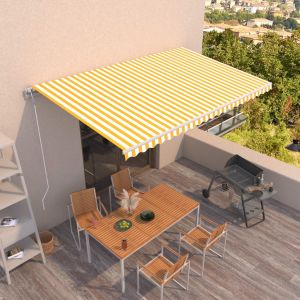 VidaXL Auvent rétractable automatique 500x300 cm Jaune et blanc