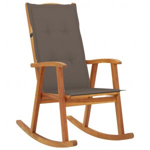 VidaXL Chaise &agrave; bascule avec coussins Bois d'acacia massif Taupe