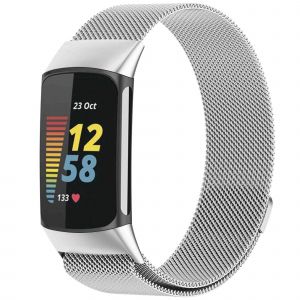 Bracelet Fitbit Charge 5 iMOSHION Milanees magnetisch bandje zonder installatiehulp Argent