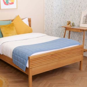 Terre de Nuit Chemin de lit matelassé jersey bleu océan 50x240