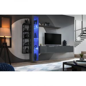 Image de AC-Déco Ensemble Meuble TV Design "Switch VII" 240cm Gris & Noir