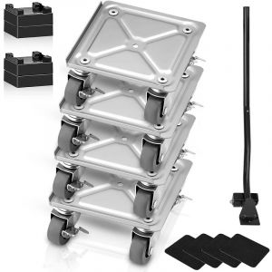 VEVOR Chariot de Déménagement 4PCS Déplace Meubles Lourds Capacité 454 kg Acier au Carbone 4 Roues Pivotantes 360° PP Plateau Roulant Manutention Déménageur pour Meubles Réfrigérateur Canapé Armoire