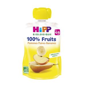 HiPP Biologique Bio 100% Fruits Gourde Pommes Poires Bananes 4-6m 90g