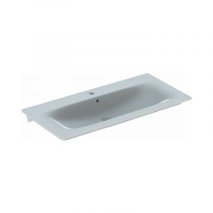 Geberit Keramag Renova Nr.1 Plan meuble lavabo Slim 100x48cm, avec trou pour robinet, avec trop-plein, Coloris: Blanc, avec KeraTect - 122200600