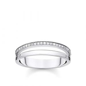 Thomas Sabo Bague double pierres blanches argent Argent sterling 925 Gris