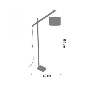 Tosel Lampadaire liseuse bois naturel et rouge