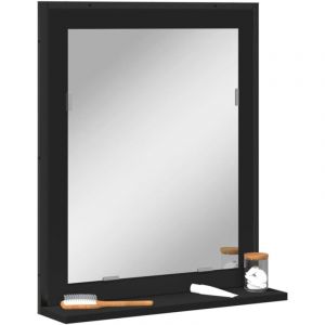 VidaXL Miroir de salle de bain avec étagère noir bois d’ingénierie