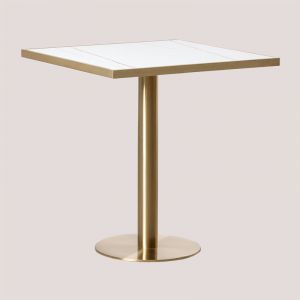 Table de Bar Carrée en Grès (70x70 cm) Manhattan SKLUM Blanc 75 cm