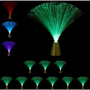 Relaxdays Lumière à fibre optique, lot de 10, couleur changeante, led, style rétro, lampe d'ambiance, faisceaux, multicolore
