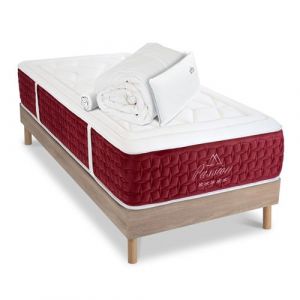 Ensemble Matelas Passion Ressorts ensach&eacute;s Accueil m&eacute;moire + sommier + accessoires - 90 x 200 cm