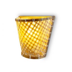 Suspension en osier et bambou E27 avec c&acirc;ble et interrupteur pour