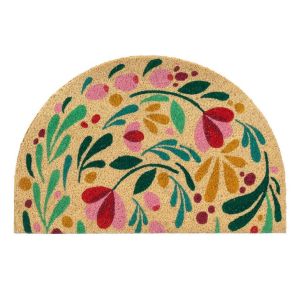 N.a! Paillasson Demi-Cercle Floral  60 X 40 Cm