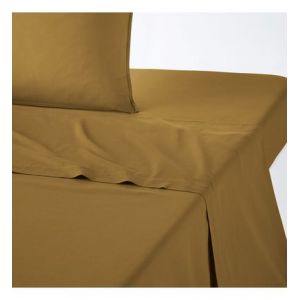Drap plat uni en coton lavé, Scenario Jaune Couleur Jaune Taille 180 x 290 cm