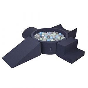 Aire De Jeux En Mousse Avec Rond Piscine à Balles (200 Balles) Pour Enfants, Bleu Foncé:Perle/Gris/Transparent/Babyblue/Menthe - bleu