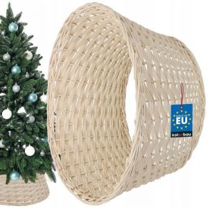 KOTARBAU Panier de Sapin de noël Ø 60 cm Housse pour Sapin de Noël en Osier Support pour Sapin de Noël en Rotin Naturel Housse Cache Pied Sapin de Noel Osier rotin Sapin Osier Jupe Sapin Cache Sapin