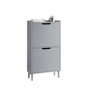 Sobuy FSR151-HG Meuble à Chaussures Meuble de Rangement à Chaussures avec 2 Abattants Armoire à Chaussures Commode à Chaussures Gris
