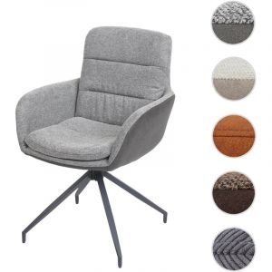 Chaise de salle &agrave; manger MENDLER HWC-K32 pivotante cord gris