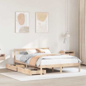 VidaXL Cadre de lit avec tiroirs 120x190 cm bois de pin massif sommier cadre de lit double cadre de lit en bois massif 3301463