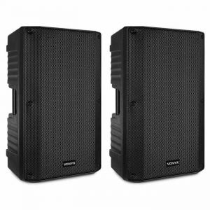 Vonyx Pack Sono Complet - Ensemble dEnceintes Actives 15 1000W avec Supports Trépieds Réglables Housses de Transport