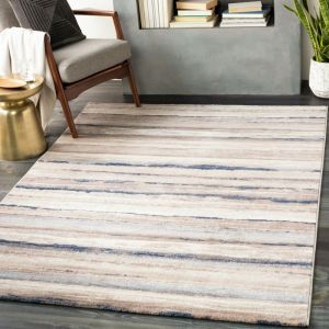 Tapis Scandinave Hygge - Blanc Cassé, Gris et Bleu - 200x275cm