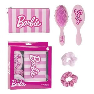 CERD&Aacute; LIFE'S LITTLE MOMENTS - Set de Beaut&eacute; Barbie - Rose - Set Complet - Comprend Une Brosse &agrave; Cheveux, 2 Couettes et Une Trousse - Produit Original