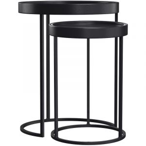 Rendez Vous Déco Table d'appoint Swan (lot de 2) - Noir