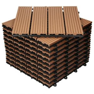 ECD Germany WPC Carreaux 30x30 cm - 22 Pièces par 2m² - avec Aspect Bois - Marron Clair -