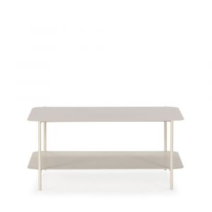 DRAWER Table basse rectangulaire en métal à double plateau - Beige