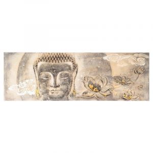 Image de Toile Peinte Relief "Bouddha" 180cm Beige Prix