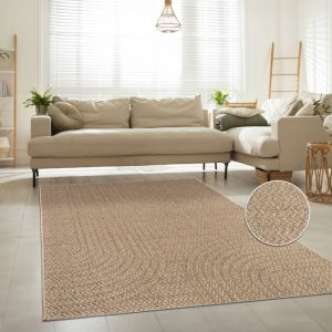 Tapis Intérieur & Extérieur Terrasse Et Balcon Monochrome Structuré 80x150 cm, Beige 5 - Paco Home