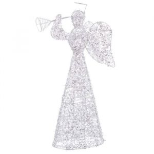 Wadiga Grand ange lumineux argenté led décoration de Noël à piles 20x13x55cm