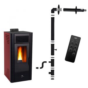 Po&ecirc;le &agrave; granul&eacute;s &eacute;tanche Anita 11,6 kW Bordeaux Sannover + Kit d'installation