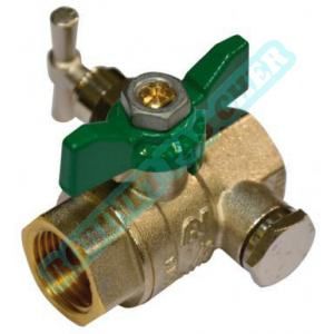 sferaco Vanne papillon NF &agrave; purge laiton nickel&eacute; FF 3/4"