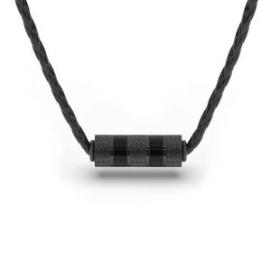 SERASAR Collier Homme Cuir Fermoir Acier Inoxydable | Minimaliste Solide pour Noir 50cm Lacet Croix Pendentif
