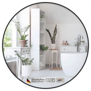 Miroir mural Bella Miroir rond avec cadre noir en alliage d'aluminium Ø 70 cm