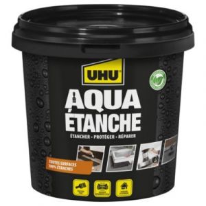 UHU Aqua &eacute;tanche - Rev&ecirc;tement &agrave; base de caoutchouc pour &eacute;tanch&eacute;ifier, prot&eacute;ger et r&eacute;parer, toutes surfaces, int&eacute;rieur et ext&eacute;rieur, Pot de 750ml