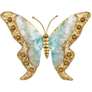 Signes Grimalt D&eacute;coration murale papillon en m&eacute;tal avec d&eacute;tails dor&eacute;s et bleus