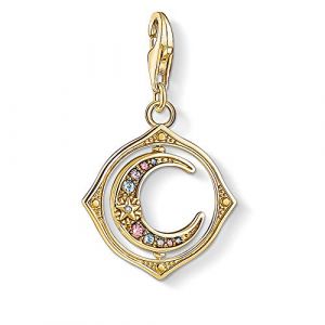 Image de Thomas Sabo Pendentif Charm lune pierres multicolores or Argent sterling 925, doré or jaune 18 carats Violet