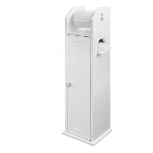 Sobuy Armoire toilettes blanche avec porte brosse sur pieds effet bois