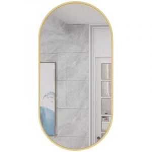 Miroir ovale 100x50cm, cadre doré