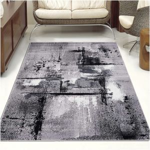 Unamourdetapis Tapis design et moderne 60x110 cm Rectangulaire AF TABLO Gris Entr&eacute;e adapt&eacute; au chauffage par le sol