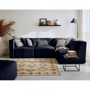 Lisa Design - Nova - canapé modulable d'angle droit - 5 places - en velours - bleu marine
