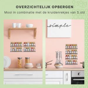 S.old - 36 pots &agrave; &eacute;pices en verre carr&eacute;s avec couvercle en bambou - Diffuseur d'&eacute;pices - Set complet avec couvercles &agrave; saupoudrer, autocollants pr&eacute;imprim&eacute;s et entonnoir - Capacit&eacute; 120 ml - 10,5 x 4,3 cm