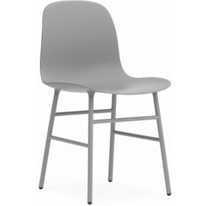Normann Copenhagen Petit Fauteuil - FORM CHAIR piètement acier Coque plastique, Piètement acier peint Gris L 48 x P 52 x H 80 cm, Assise H 44cm Piètement acier peint