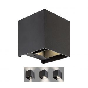 rabalux Lumière murale Solin Matt Noir 1x max.42W IP65 B: 10cm H: 10cm Haut & Downlight