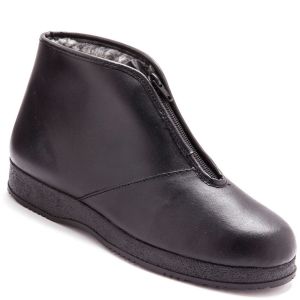 Bottillons fourrés à zip largeur confort - Couleur 40, 41, 42, 43, 44, 45, 46 - Taille Noir