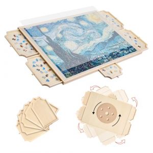 Planche de Puzzle 1500 Pièces-VEVOR-Table de Puzzle en Bois 865 x 635 mm-Plateau Casse-Tête Rotatif à 360° et Portable