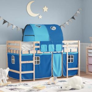 VidaXL Lit mezzanine enfants avec tunnel bleu 80x200cm bois pin massif 3206983